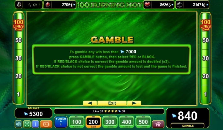 100 Burning Hot Gamble