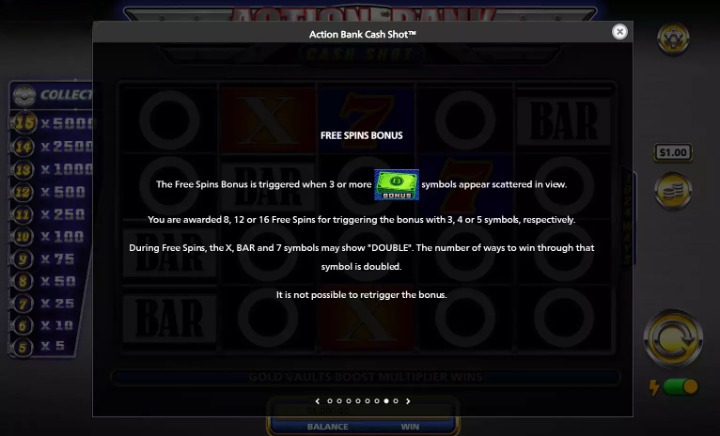 Action Bank Cash Shot Free Spins Bonus